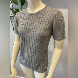 Evan Picone Gray Cable Knit Short Sleeve Top size M